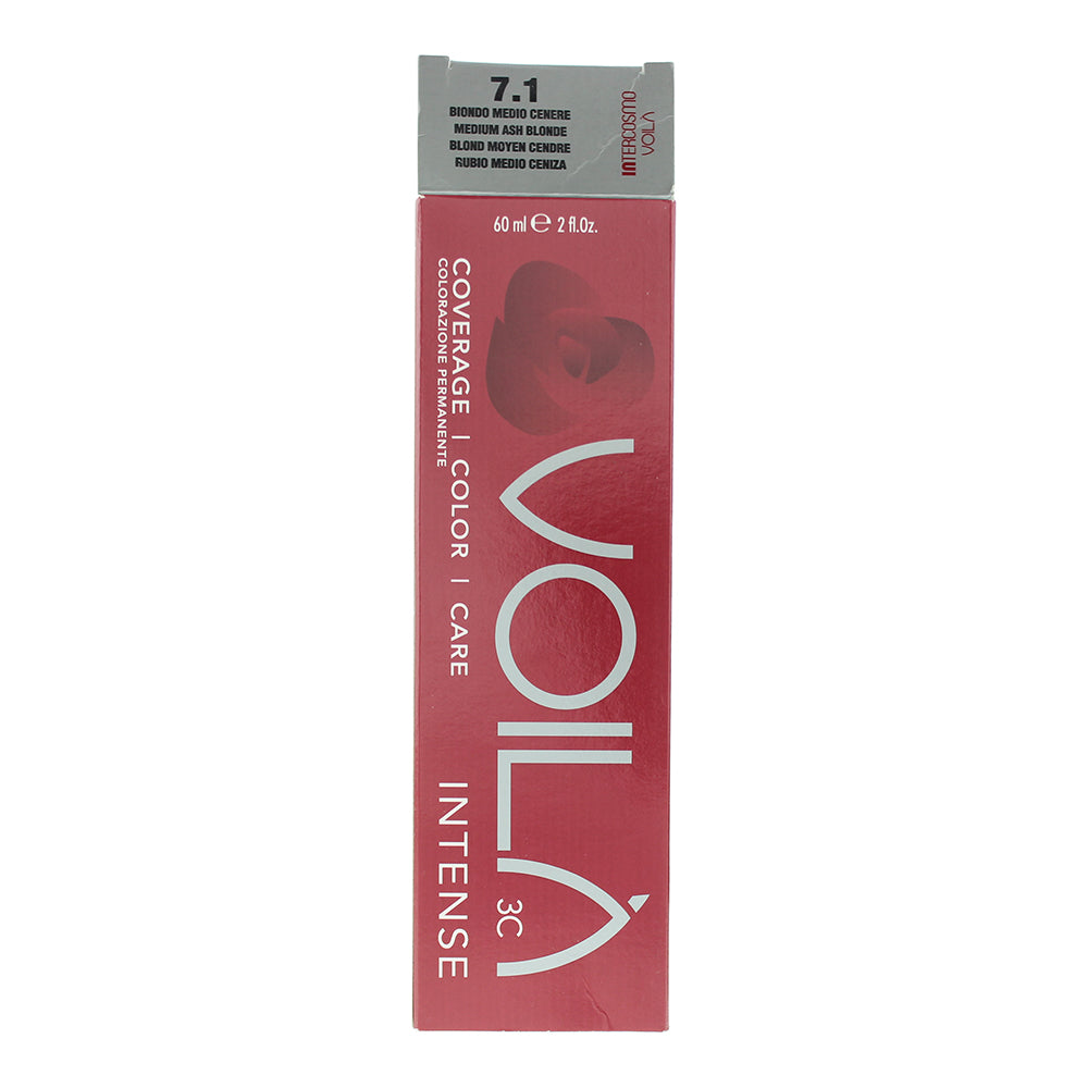 Intercosmo Voilà 3C Intense 7.1 Medium Ash Blonde Hair Colour 60ml - Box