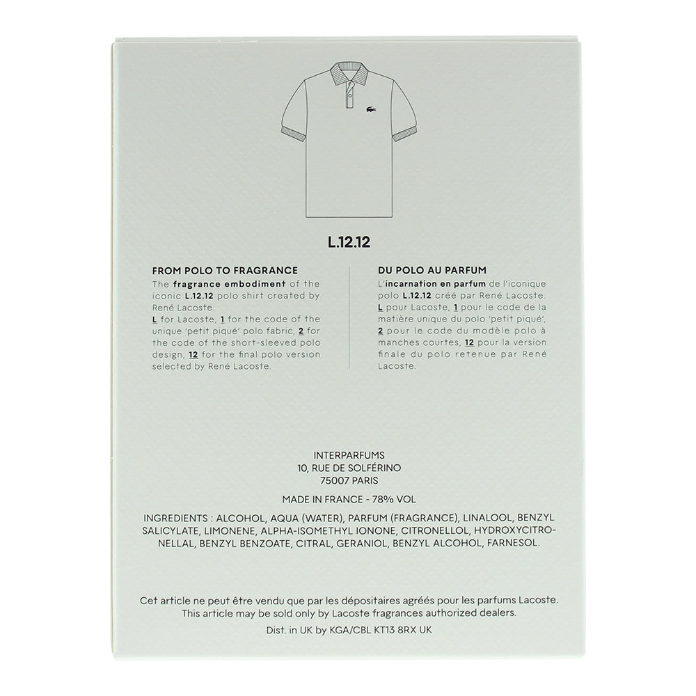 Lacoste Eau De Lacoste L.12.12 Blanc Eau de Toilette 100ml