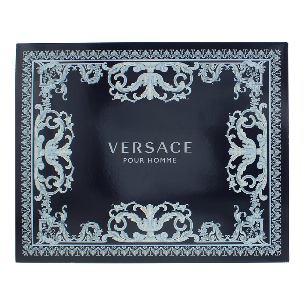 Versace Pour Homme 3 Piece Gift Set: Eau de Toilette 50ml - Hair & Body Shampoo  - Box