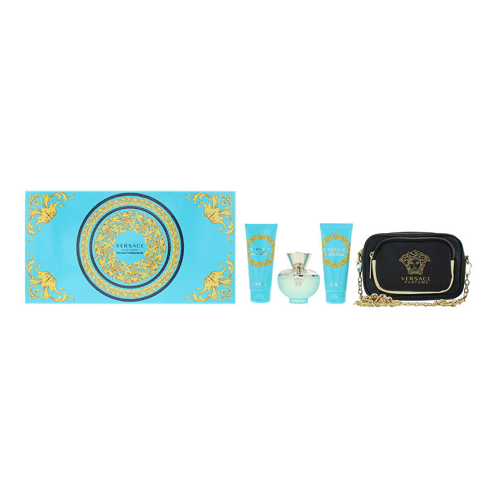 Versace Dylan Turquoise 4 Piece Gift Set: Eau de Toilette 100ml - Bath And Showe
