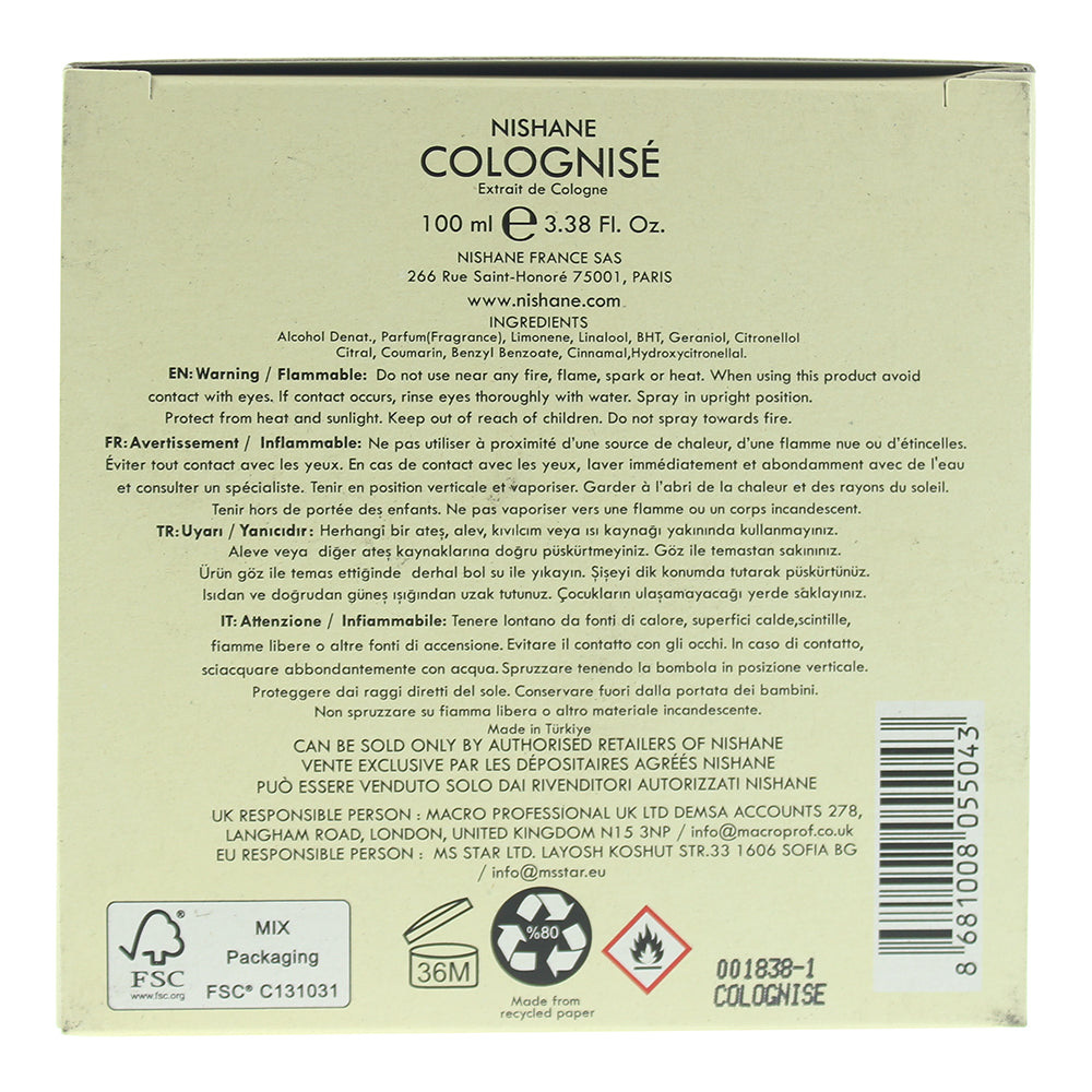 Nishane Colognise  Extrait de Cologne 100ml