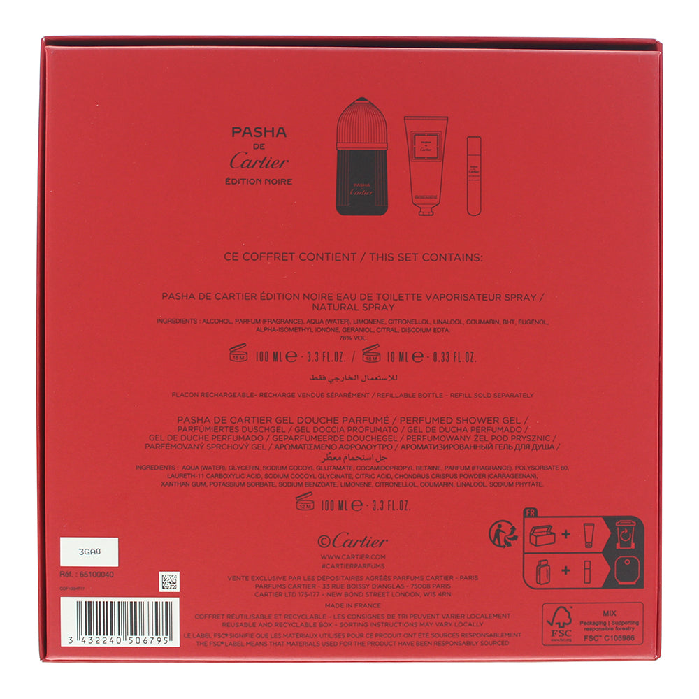 Cartier Pasha De Cartier Edition Noire 3 Piece Gift Set: Eau de Toilette 100ml -