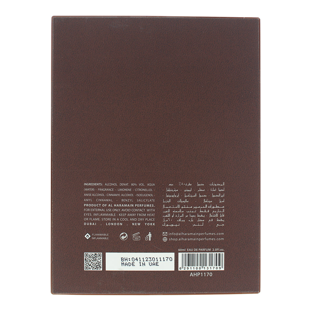 Al Haramain Amber Oud Eau de Parfum 60ml - Ingredients