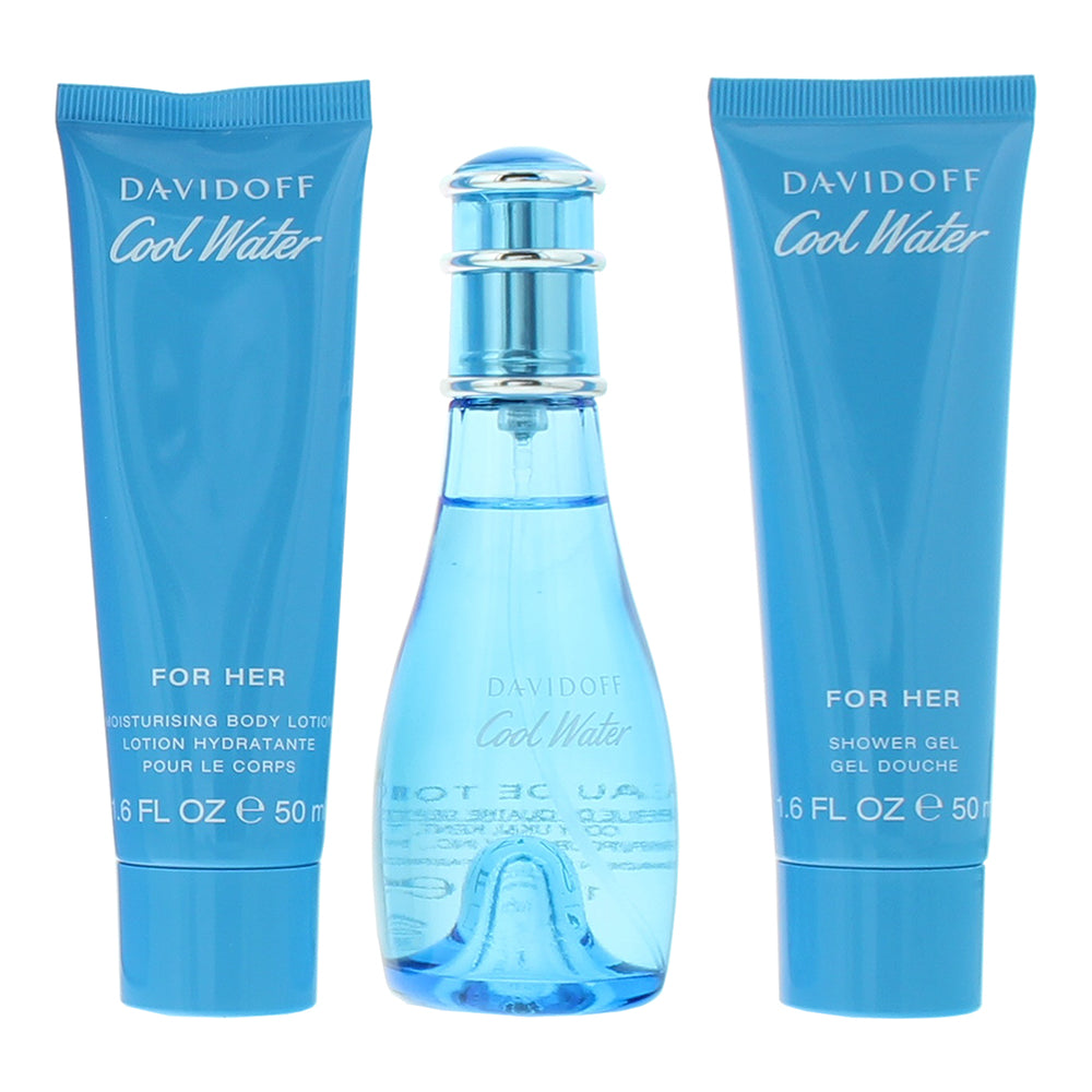 Davidoff Cool Water Woman 3 Piece Gift Set: Eau de Toilette 50ml - Shower Gel 50 - Product