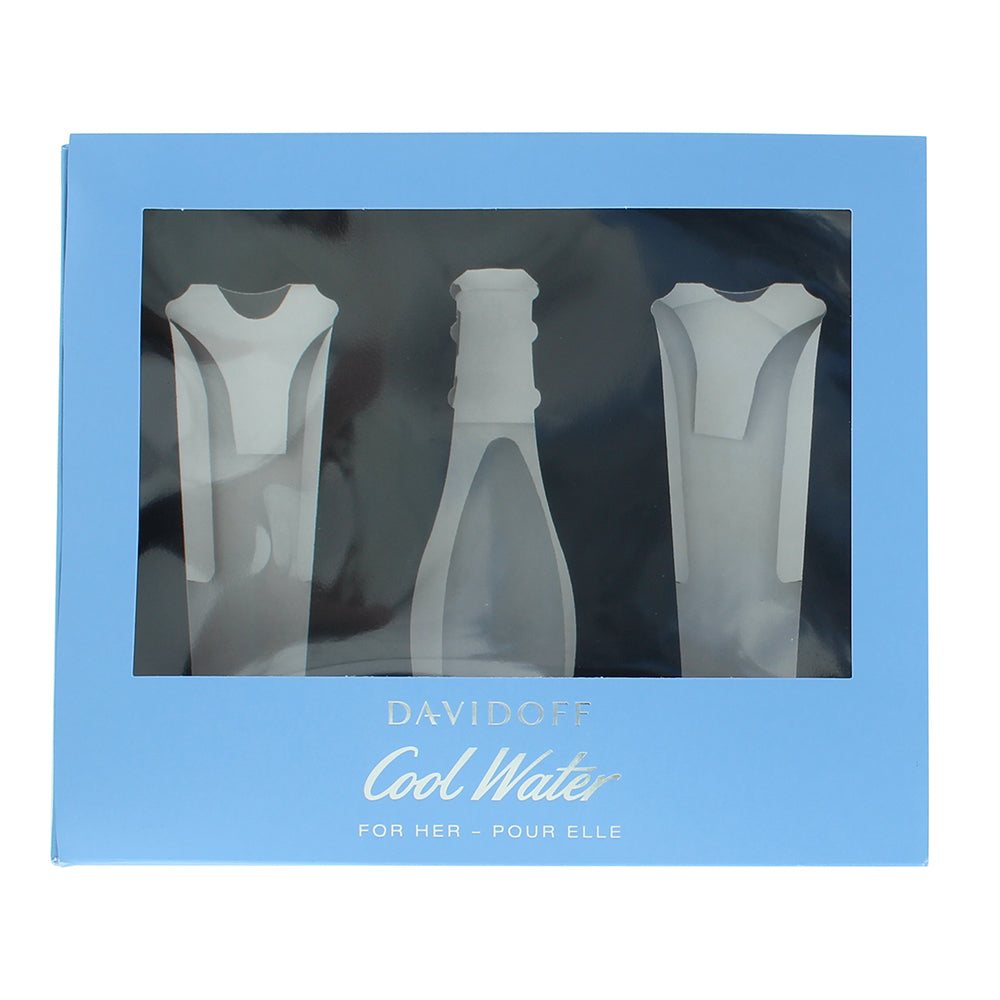 Davidoff Cool Water Woman 3 Piece Gift Set: Eau de Toilette 50ml - Shower Gel 50 - Box