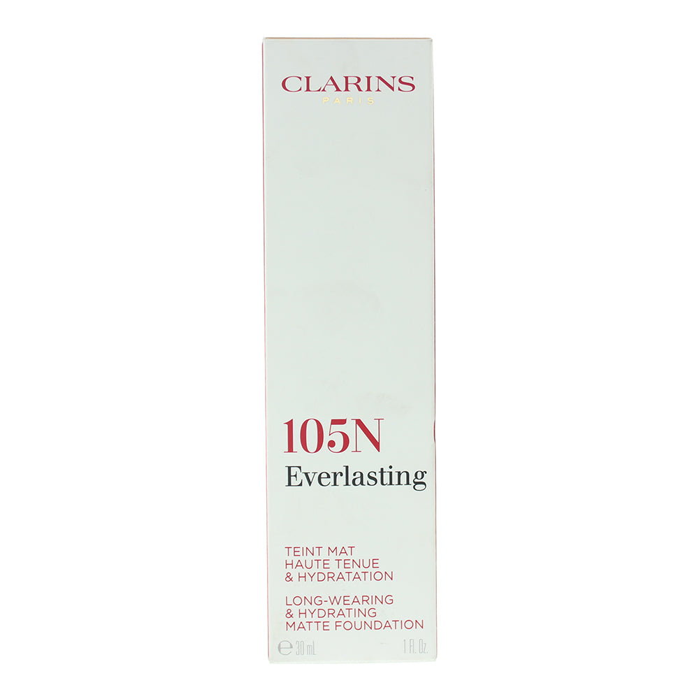 Clarins Everlasting Long Wearing & Hydrating 105N Nude Matte Foundation 30ml - Box