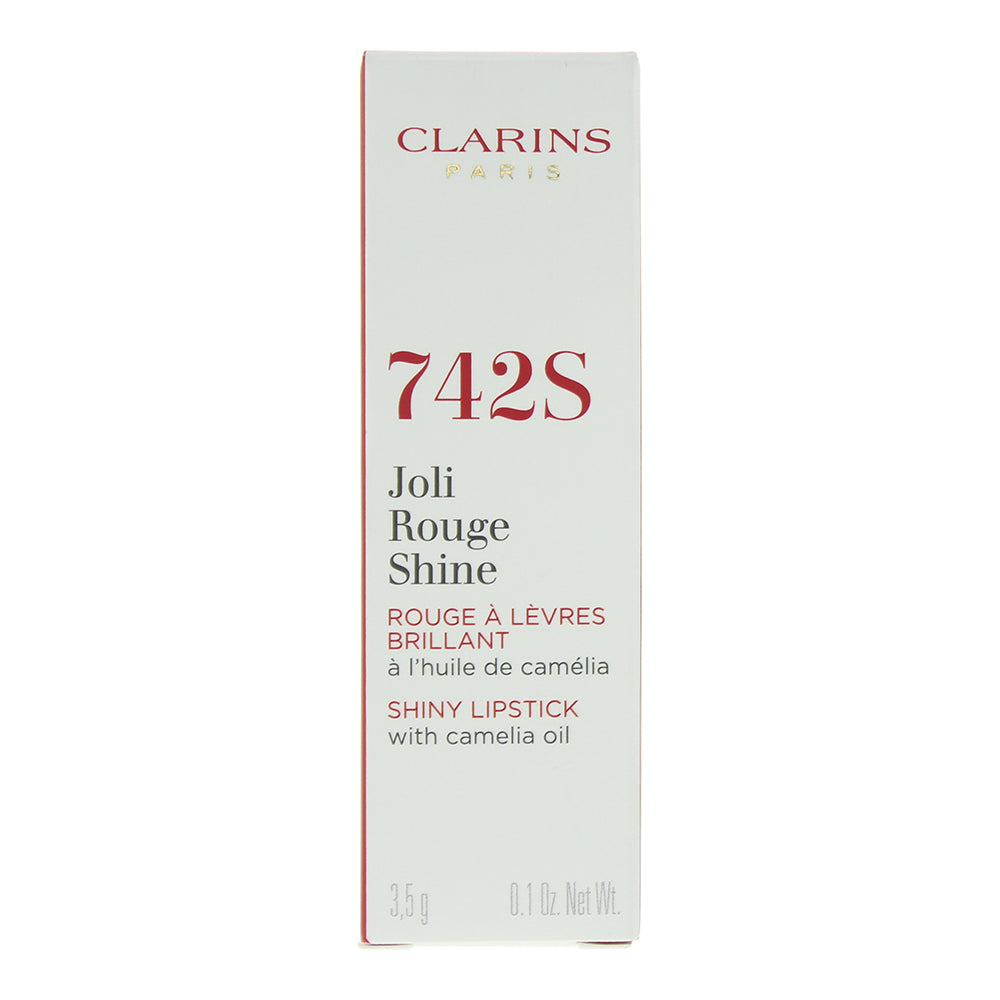 Clarins Joli Rouge Shine 742S Pretty Red Lipstick 3.5g - Box