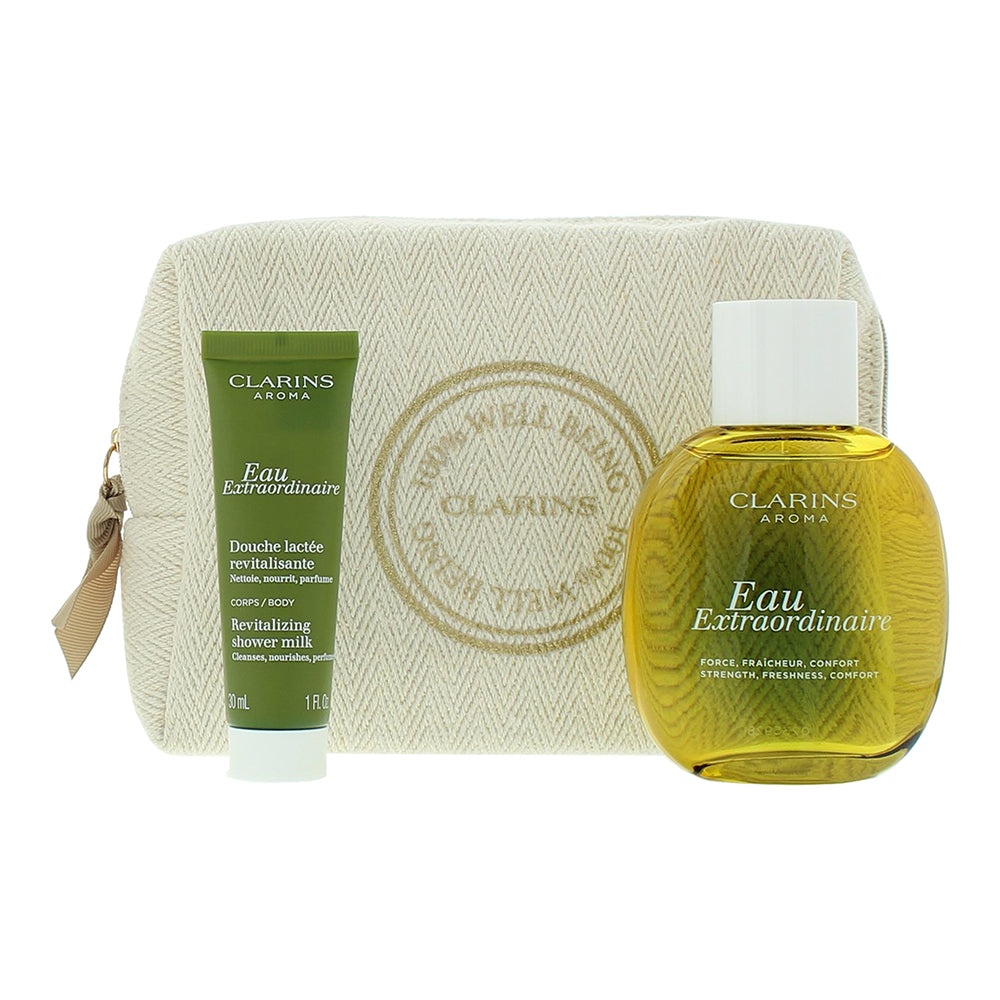 Clarins Eau Extraordinaire 3 Piece Gift Set: Eau de Soins 100ml - Shower Milk 30 - Product