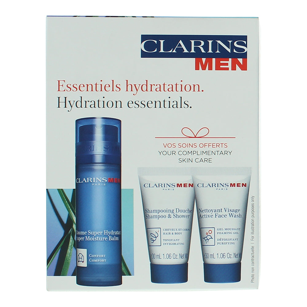 Clarins Hydration Essentials 4 Piece Gift Set: Balm 50ml - Shower Gel & Shampoo  - Box