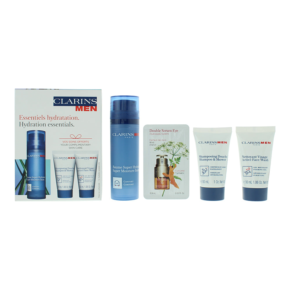 Clarins Hydration Essentials 4 Piece Gift Set: Balm 50ml - Shower Gel & Shampoo 