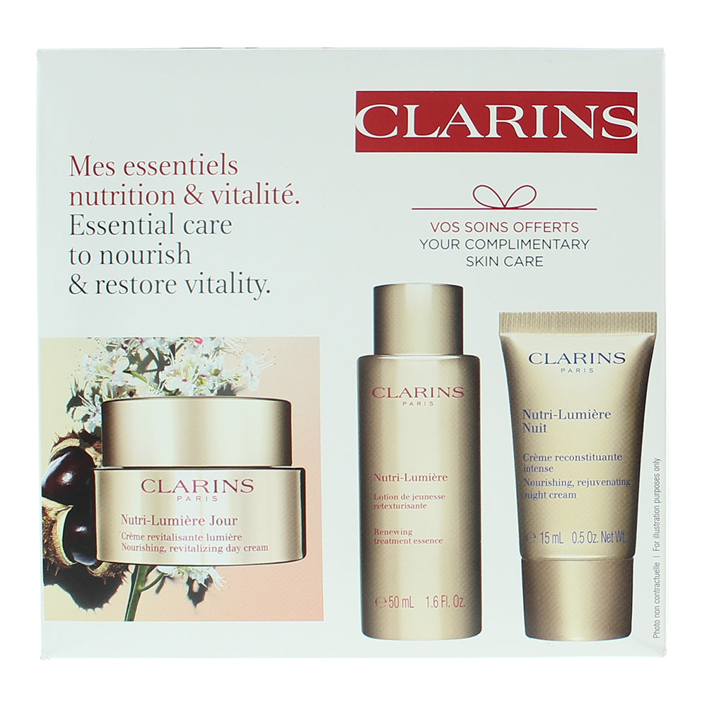 Clarins Nutri-Lumière 3 Piece Gift Set: Day Cream 50ml - Essence 50ml - Night Cr - Box