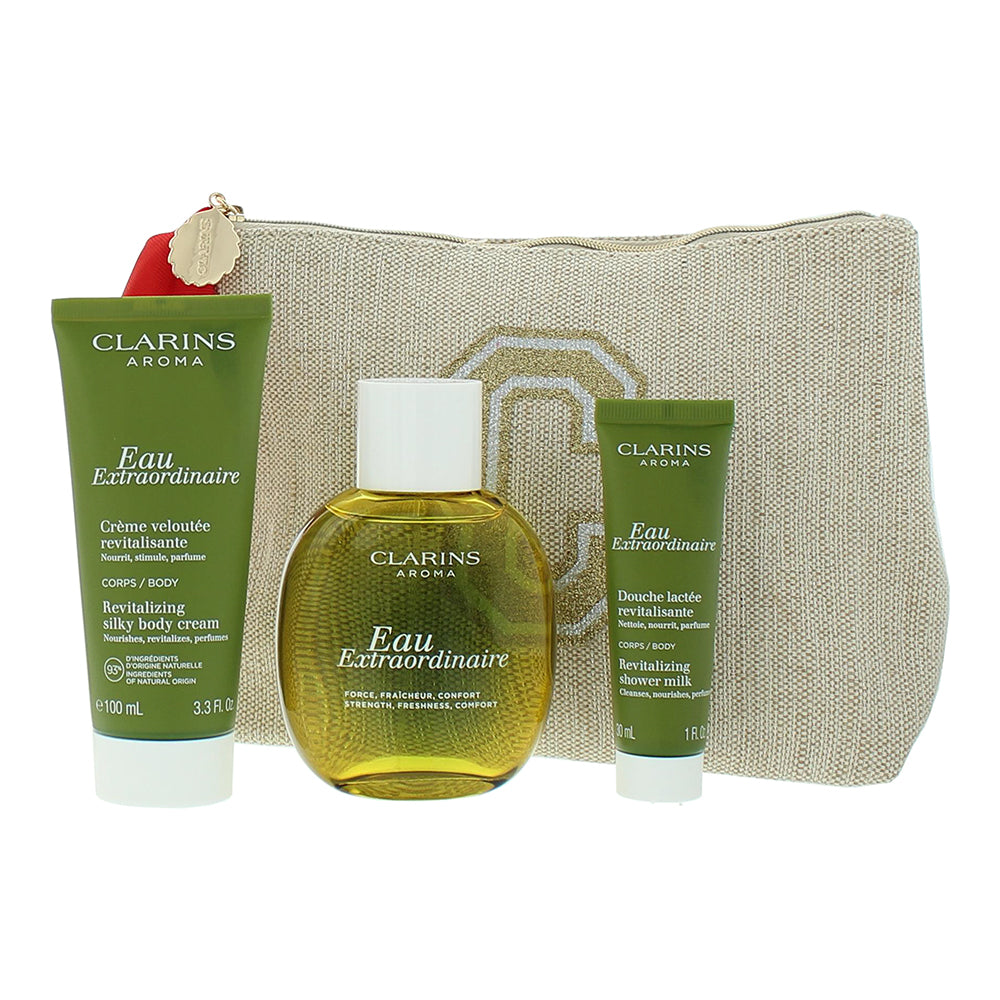 Clarins Eau Extraordinaire 4 Piece Gift Set: Eau de Soins 100ml - Body Cream 100 - Product