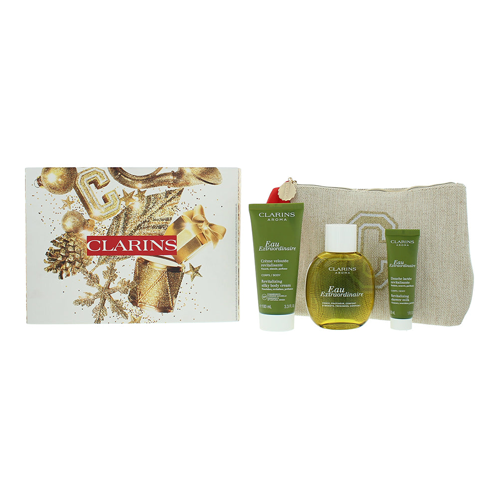 Clarins Eau Extraordinaire 4 Piece Gift Set: Eau de Soins 100ml - Body Cream 100