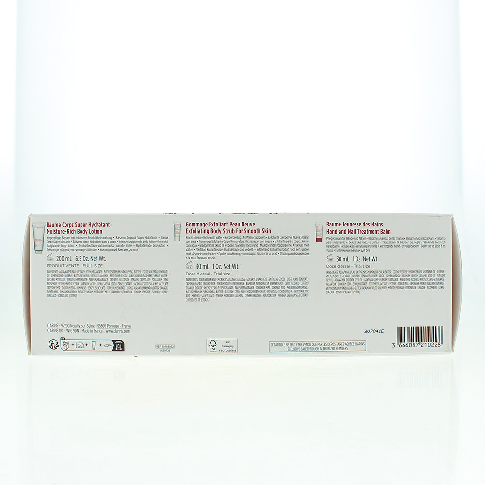 Clarins Body Care Essentials 3 Piece Gift Set: Body Lotion 200ml - Body Scrub 30