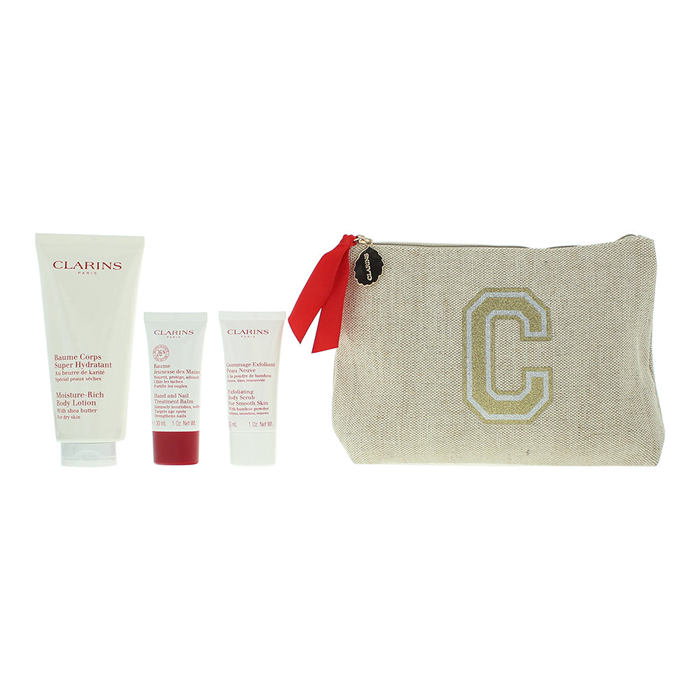 Clarins Body Care Essentials 3 Piece Gift Set: Body Lotion 200ml - Body Scrub 30 - Product