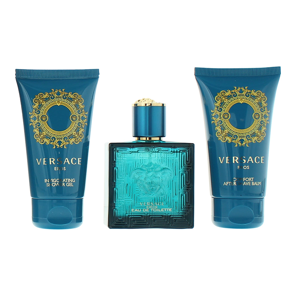 Versace Eros 3 Piece Gift Set: Eau de Toilette 50ml - Shower Gel 50ml - Aftersha - Product