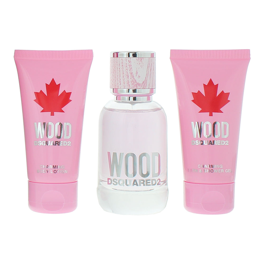 Dsquared2 Wood 3 Piece Gift Set: Eau de Toilette 50ml - Body Lotion 50ml - Showe - Product