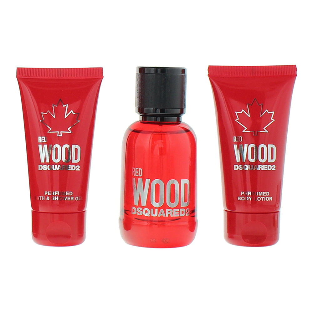 Dsquared2 Red Wood 3 Piece Gift Set: Eau de Toilette 50ml - Body Lotion 50ml - Shower Gel 50ml - Product