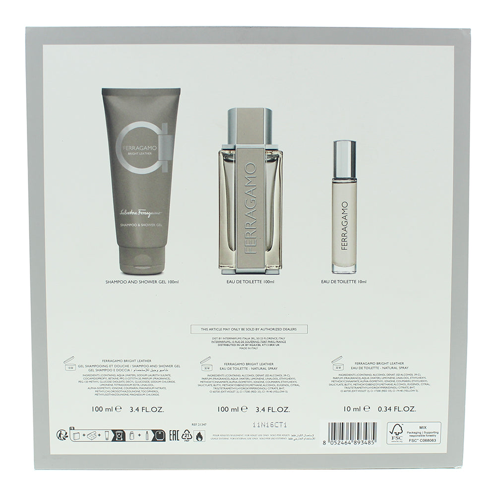 Salvatore Ferragamo Bright Leather 3 Piece Gift Set: Eau de Toilette 100ml