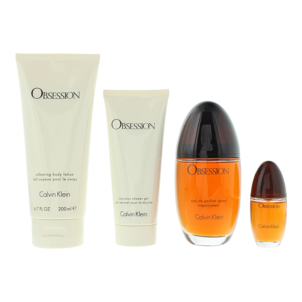 Calvin Klein Obsession 4 Piece Gift Set: Eau de Parfum 100ml - Body Lotion 200ml - Product