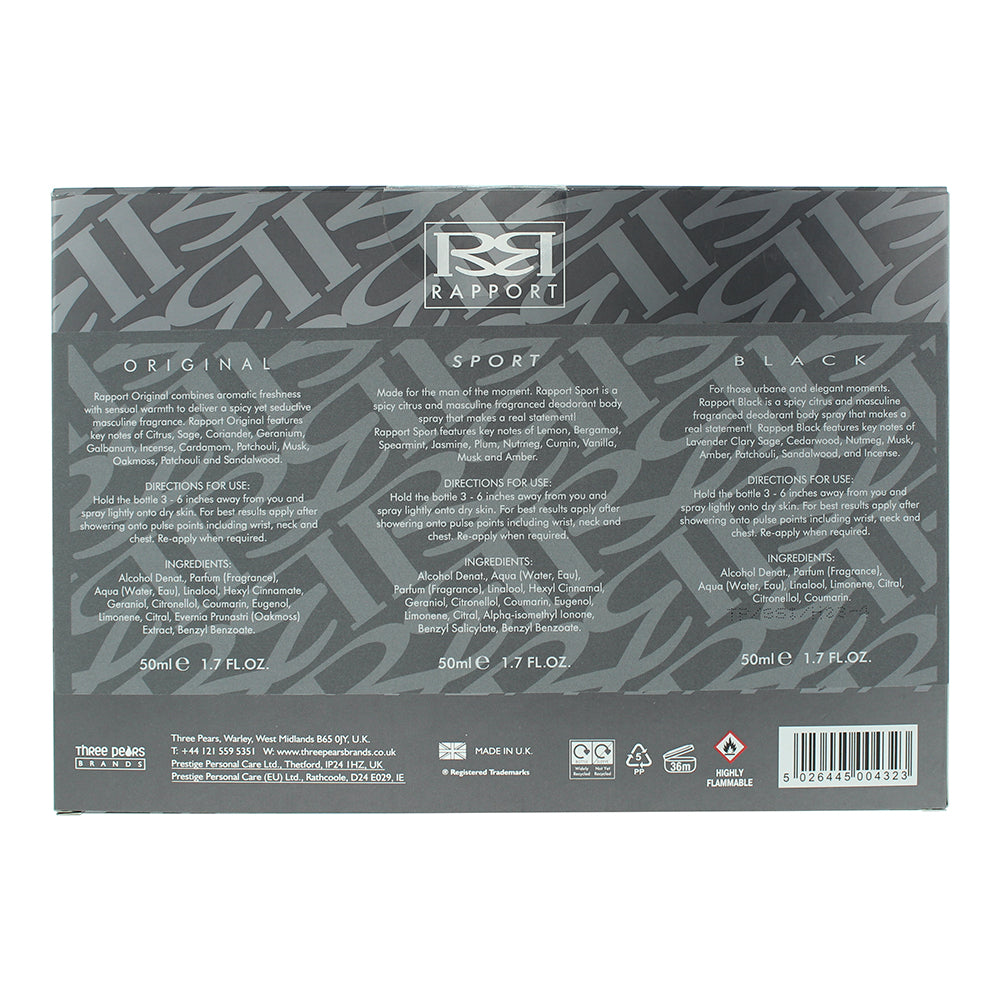 Rapport 3 Piece Gift Set: Eau de Toilette 3 x 50ml