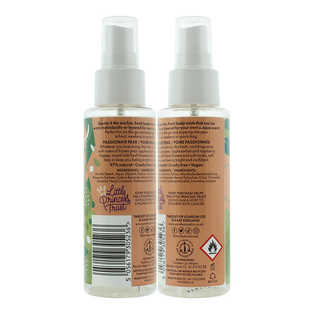 Yardley Scentz 4 Me Passionate Pear Fragranced Body Mist 100ml
