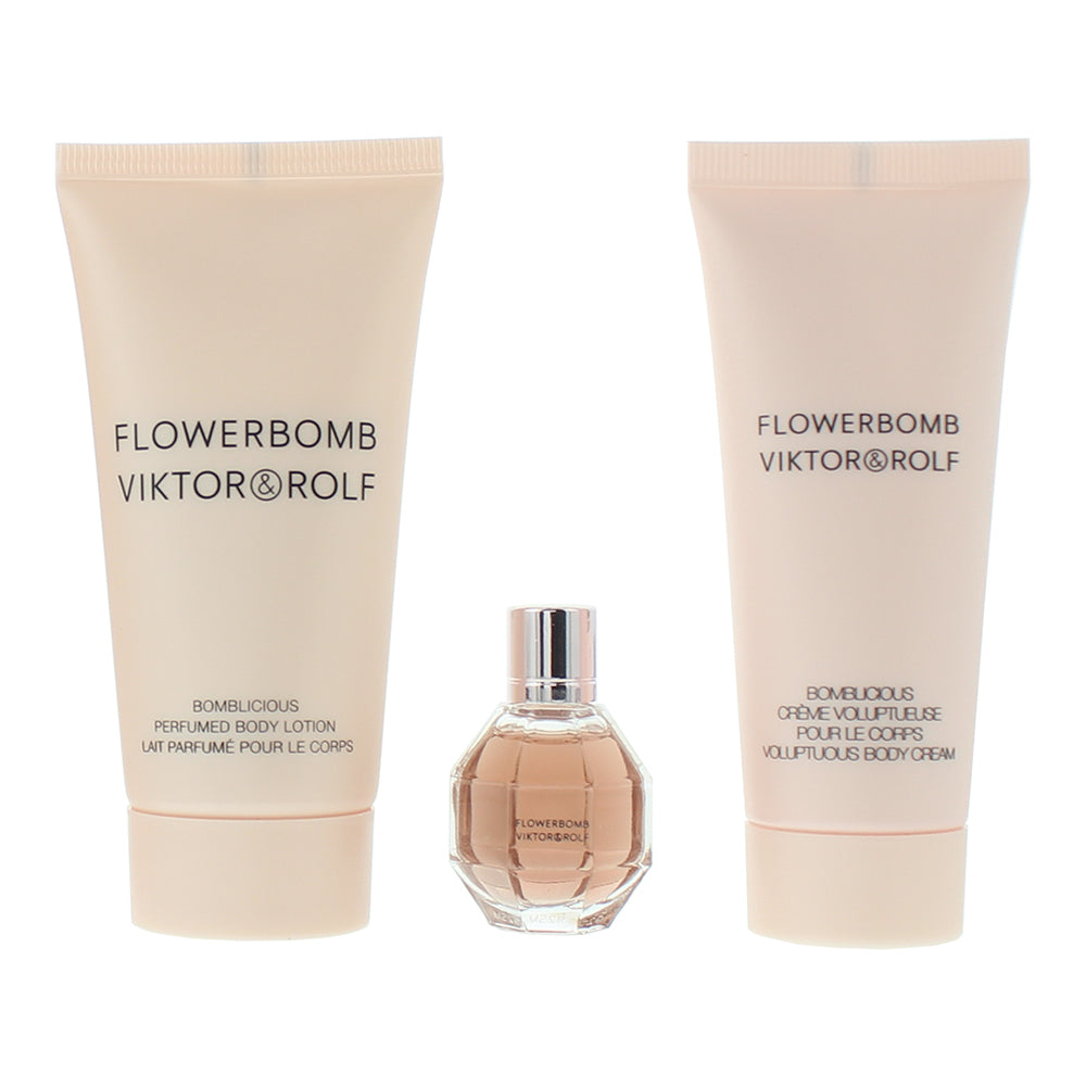 Viktor & Rolf Flowerbomb 3 Piece Gift Set: Eau De Parfum 7ml - Body Lotion 50ml  - Product