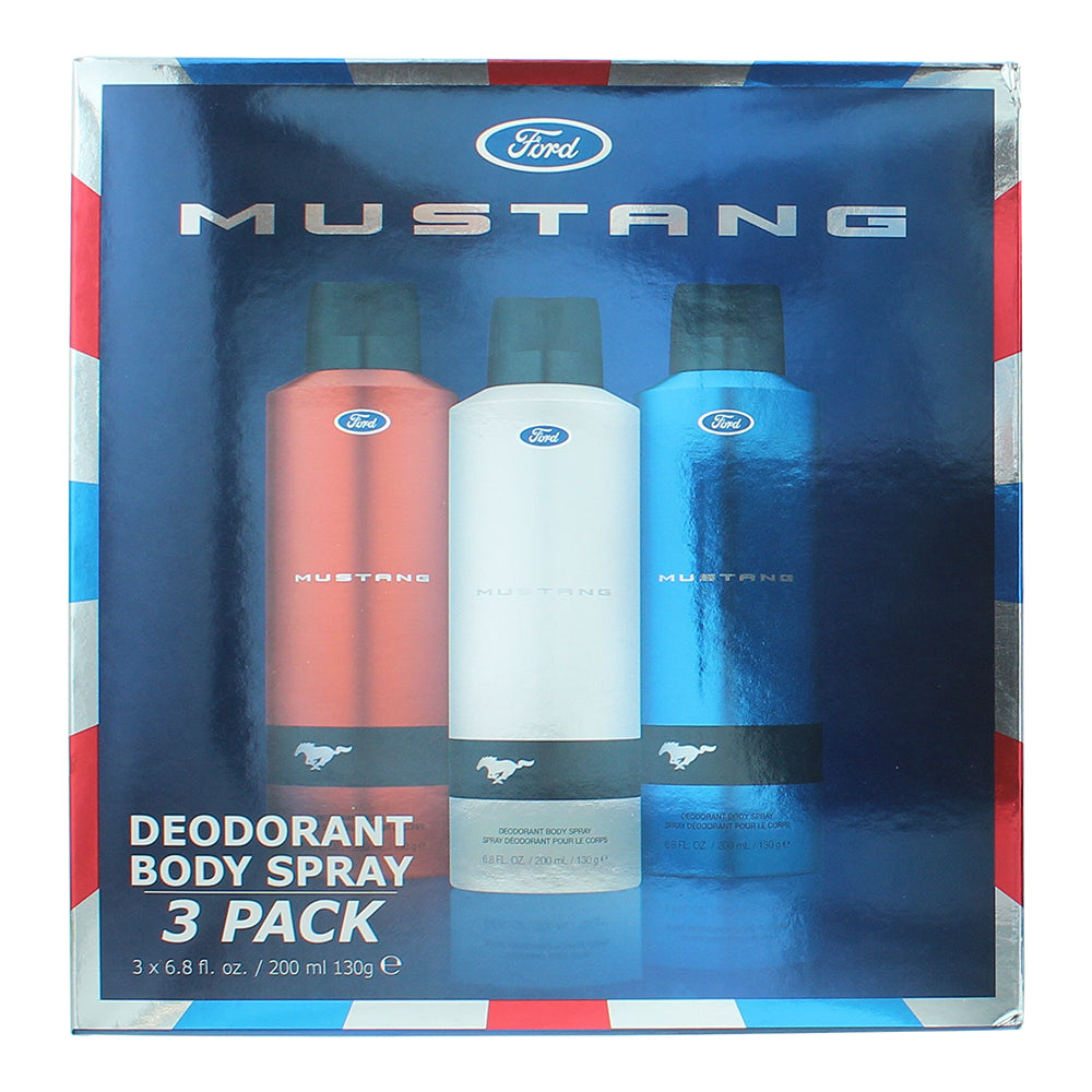 Mustang Deo Trio 3 Piece Gift Set: Deodorant Spray 3 x 200ml - Box