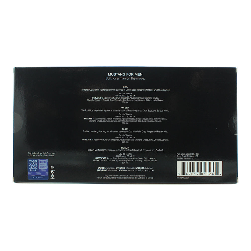 Mustang Pocket Spray 4 Piece Gift Set: Eau de Toilette 4 x 20ml