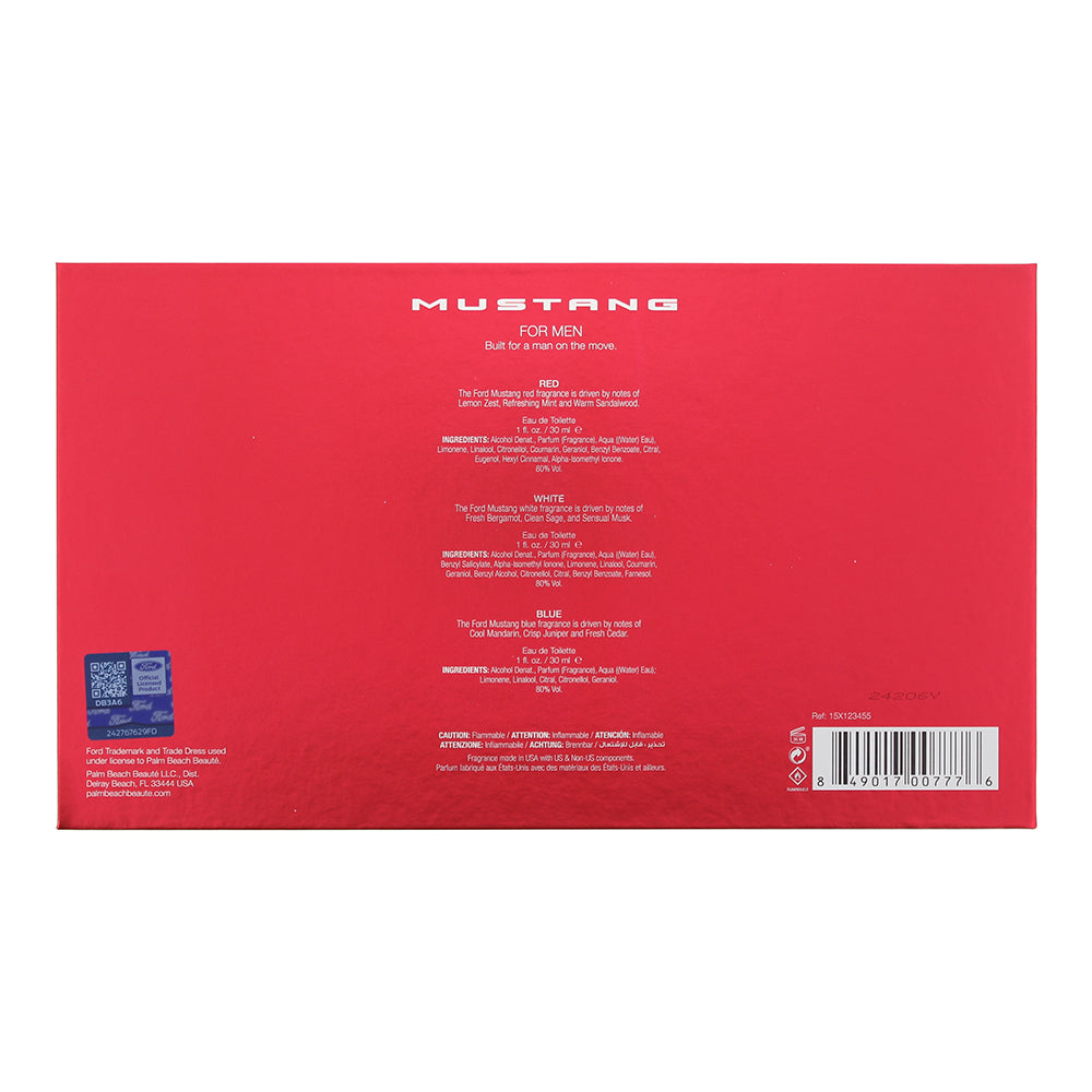 Mustang 3 Piece Gift Set: Eau de Toilette 3 x 30ml