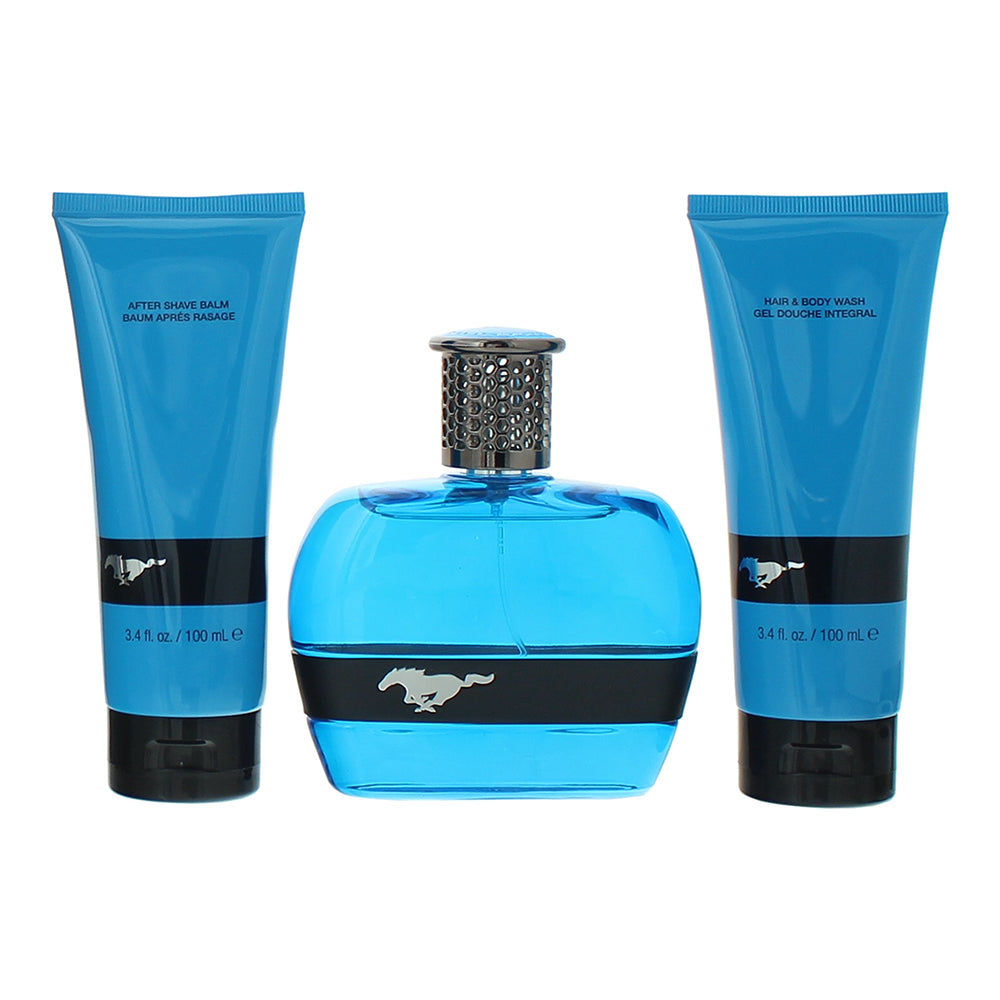 Mustang Blue 3 Piece Gift Set: Eau de Toilette 100ml - Aftershave Balm 100ml - H - Product
