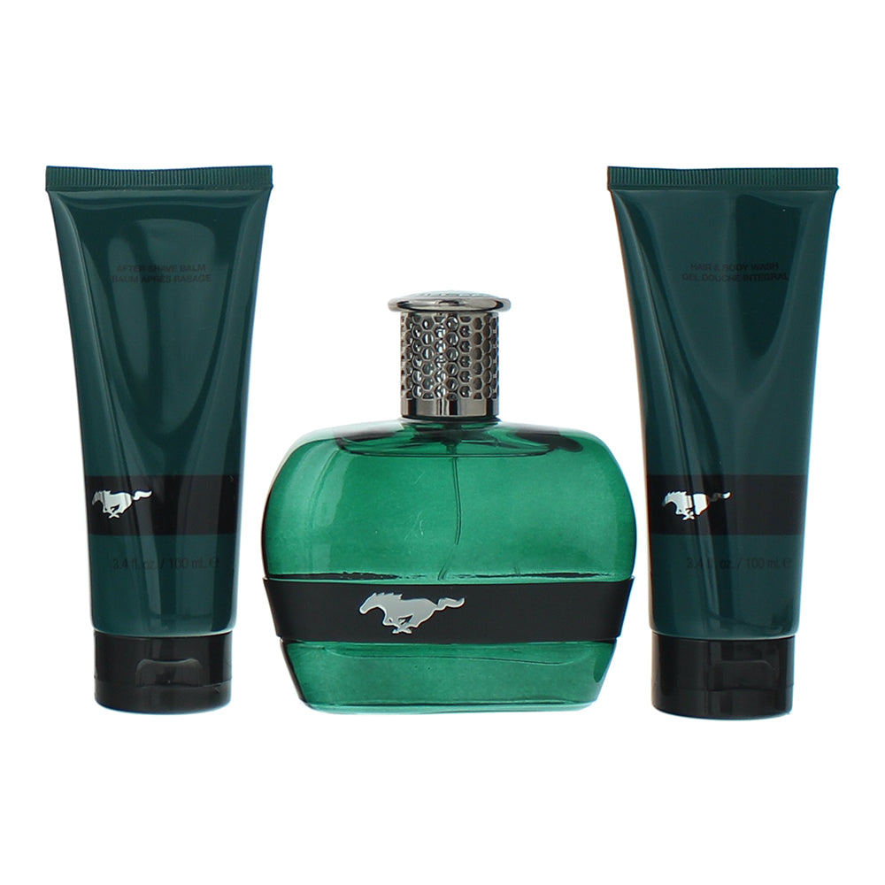Mustang Green 3 Piece Gift Set: Eau de Toilette 100ml - Aftershave Balm 100ml -  - Product