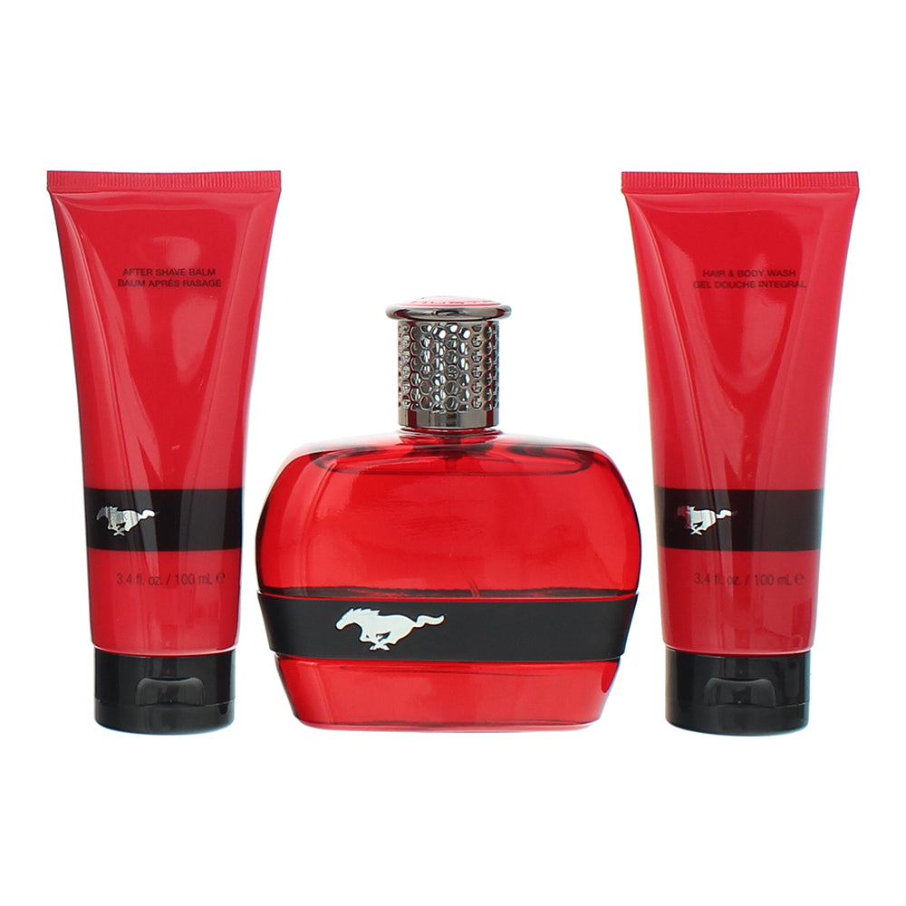 Mustang Red 3 Piece Gift Set: Eau de Toilette 100ml - Aftershave Balm 100ml - Ha - Product