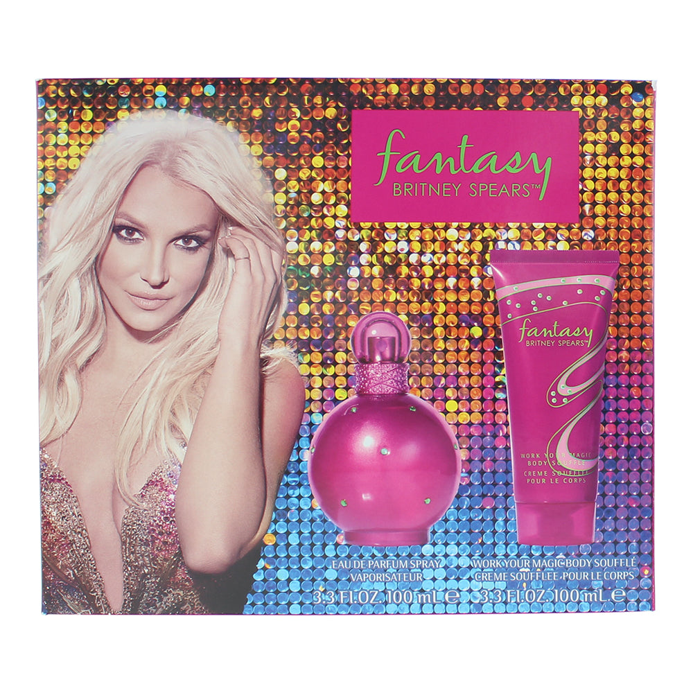 Britney Spears Fantasy 2 Piece Gift Set: Eau de Parfum 100ml - Body Souffle 100m - Box