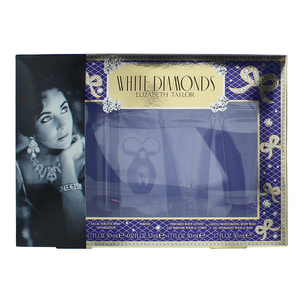 Elizabeth Taylor White Diamonds 4 Piece Gift Set: Eau de Toilette 50ml - Body Lo - Box