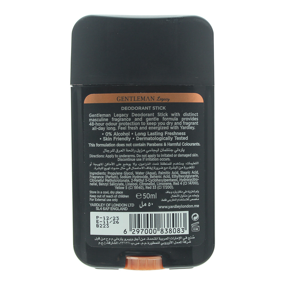 Yardley Gentleman Legacy Deodorant Stick 50ml