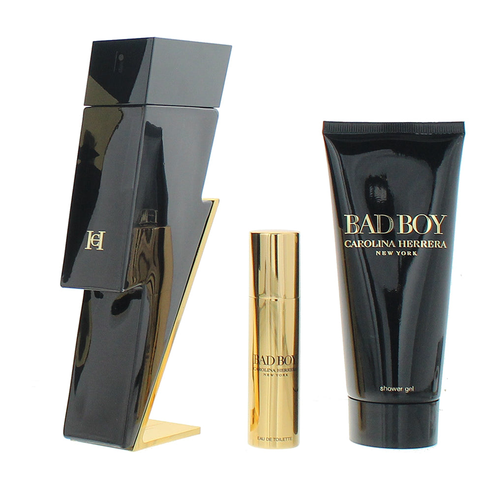 Carolina Herrera Bad Boy 3 Piece Gift Set: Eau de Toilette 100ml - Eau de Toilet - Product