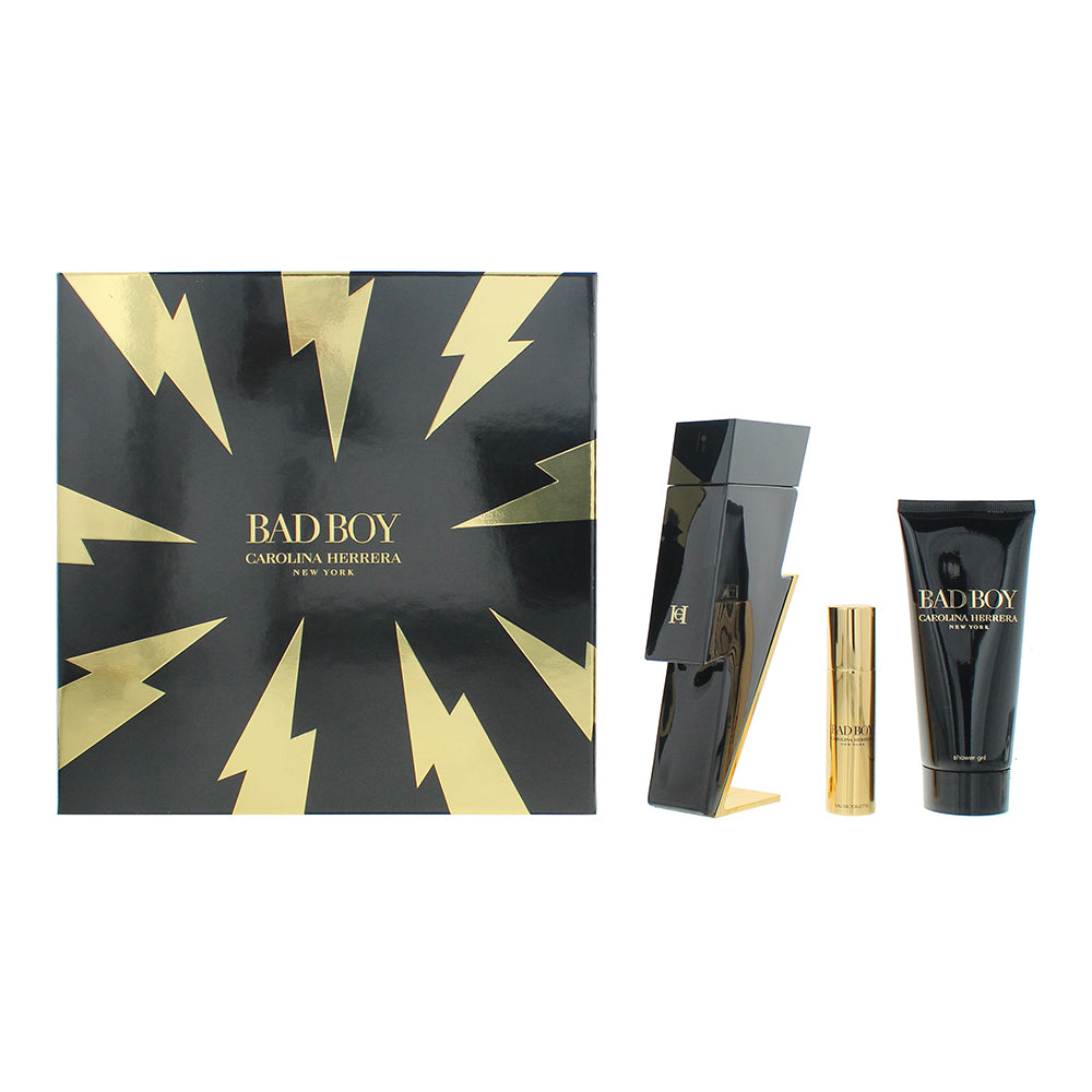 Carolina Herrera Bad Boy 3 Piece Gift Set: Eau de Toilette 100ml - Eau de Toilet