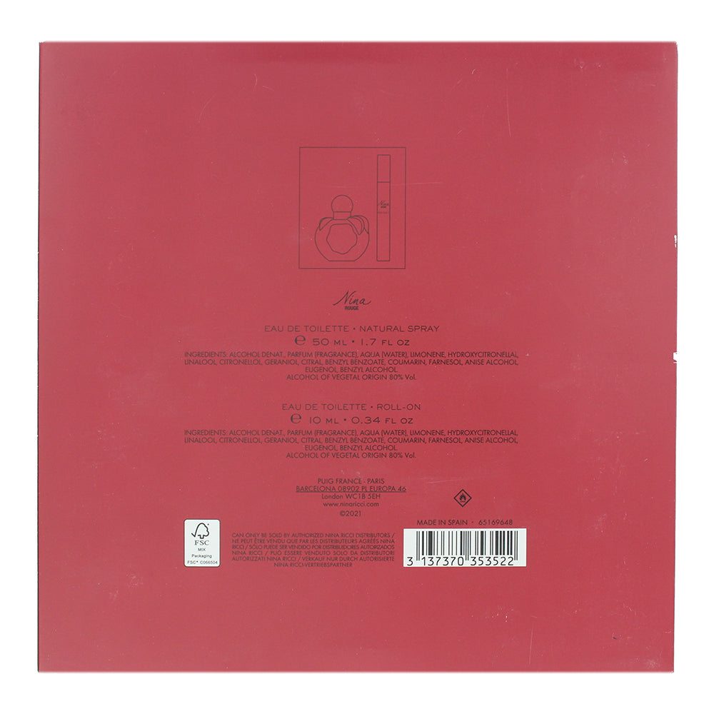 Nina Ricci Nina Rouge 2 Piece Gift Set: Eau de Toilette 50ml - Eau de Toilette 1