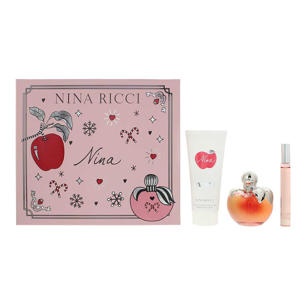 Nina Ricci Nina 3 Piece Gift Set: Eau de Toilette 80ml - Rollerball 10ml - Body 