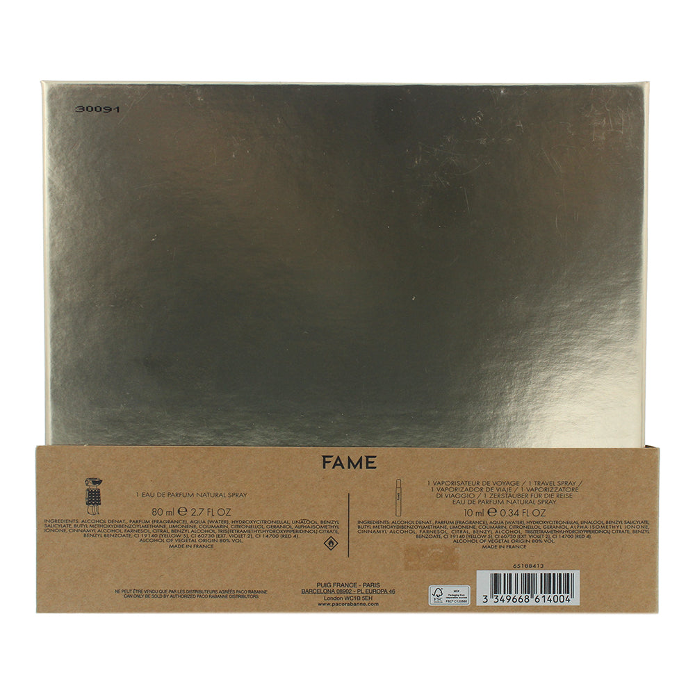 Paco Rabanne Fame 2 Piece Gift Set: Eau de Parfum 80ml - Eau de Parfum 10ml - Ingredients