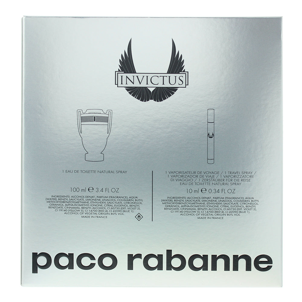 Paco Rabanne Invictus 2 Piece Gift Set: Eau de Toilette 100ml - Eau de Toilette 