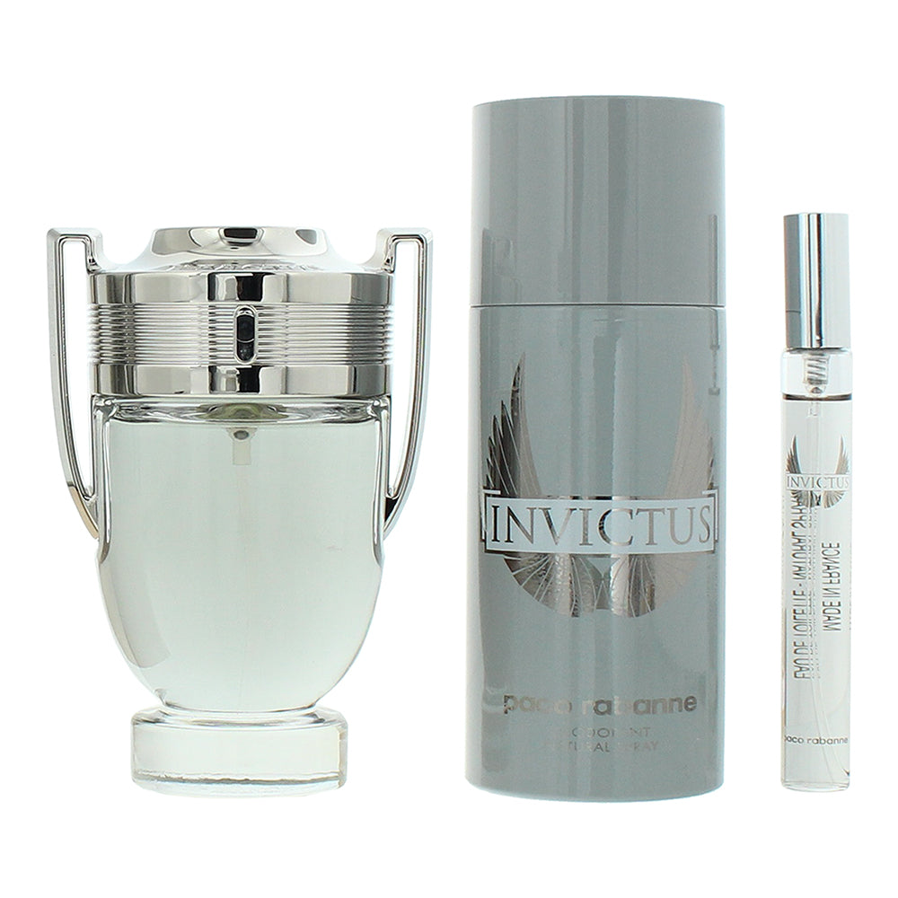 Paco Rabanne Invictus 3 Piece Gift Set: Eau de Toilette 100ml - Eau de Toilette  - Product
