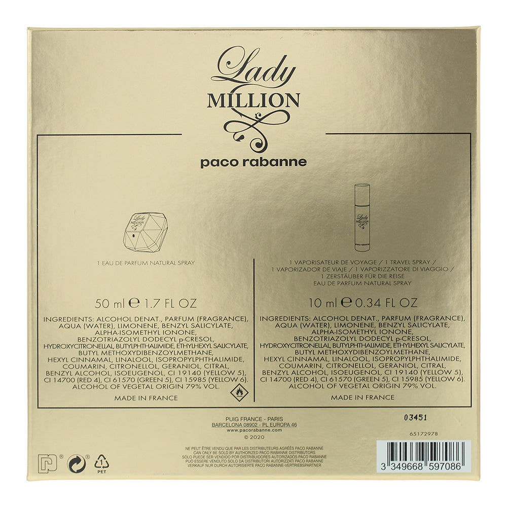 Paco Rabanne Lady Million 2 Piece Gift Set: Eau de Parfum 50ml - Eau de Parfum 1