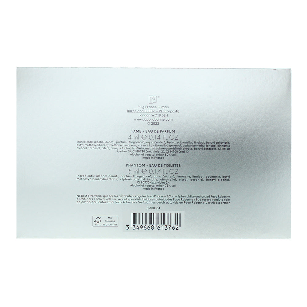 Paco Rabanne Mini 2 Piece Gift Set: Fame Eau de Parfum 4ml - Phantom Eau de Toil