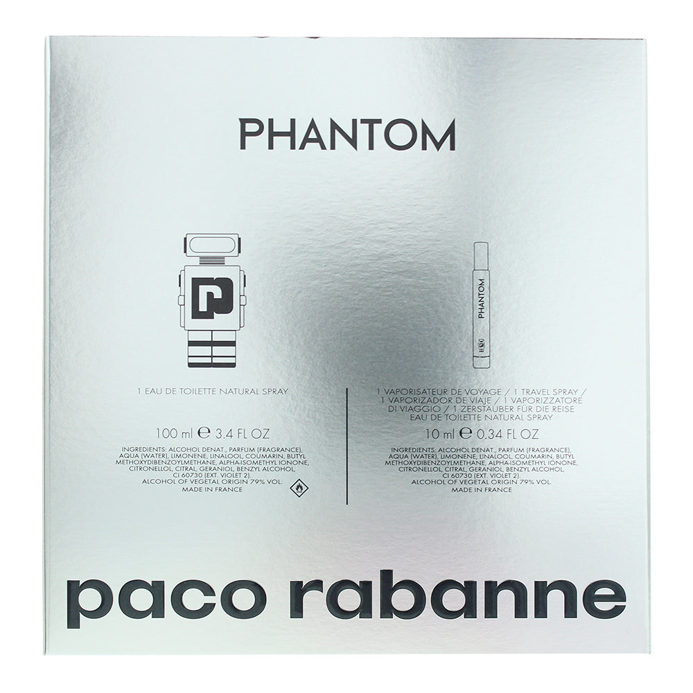 Paco Rabanne Phantom 2 Piece Gift Set: Eau de Toilette 100ml - Eau de Toilette 1