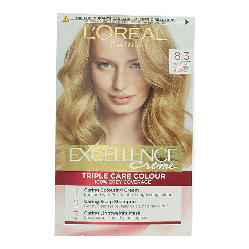 L'Oreal Excellence Crème 8.3 Natural Golden Blonde Hair Colour 192ml - Box
