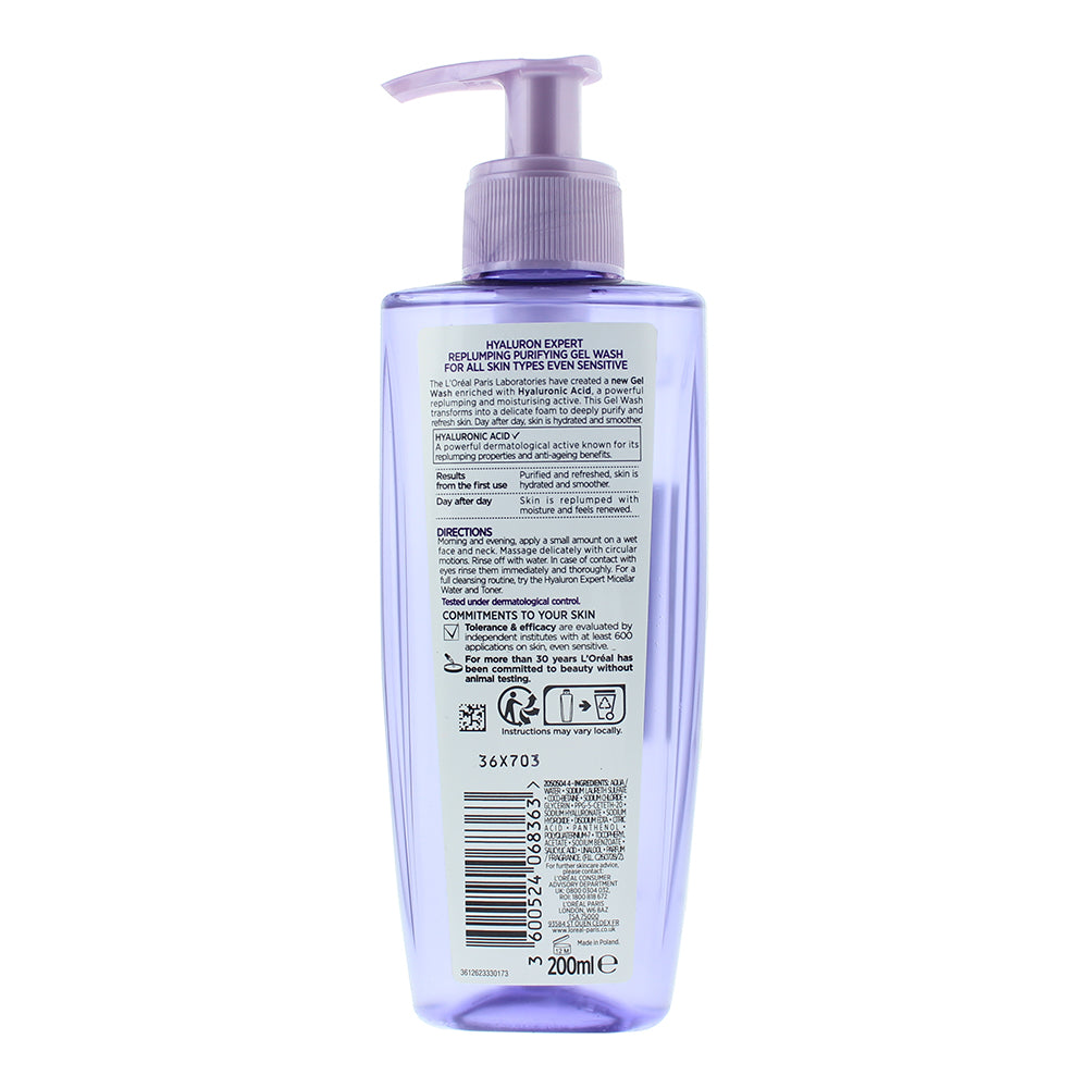 L'oreal Hyaluron Expert Replumping Purifying Gel Wash 200ml