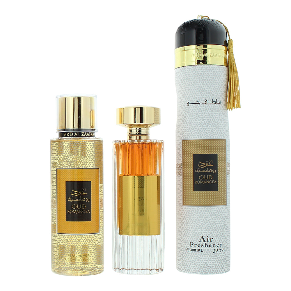 Ard Al Zaafaran Oud Romancea 3 Piece Gift Set: Eau de Parfum 100ml - Perfume Mis - Product
