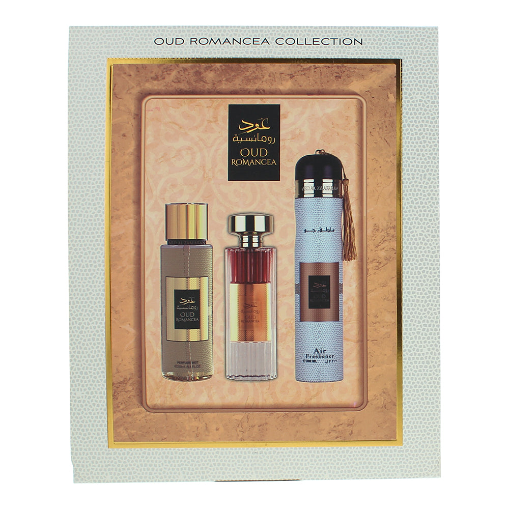 Ard Al Zaafaran Oud Romancea 3 Piece Gift Set: Eau de Parfum 100ml - Perfume Mis - Box